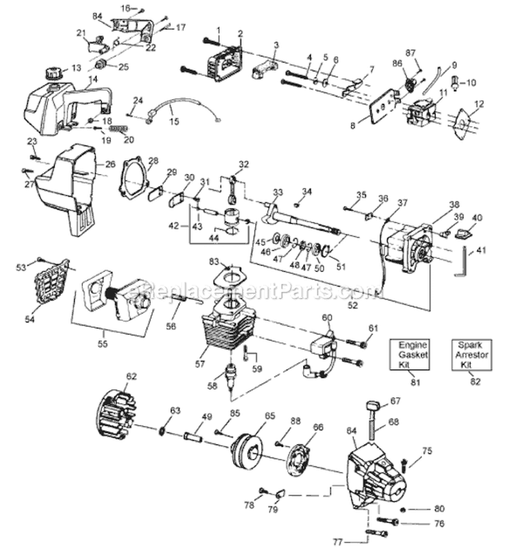 Page D Diagram and Parts List for GTI52  Weed Eater Trimmer